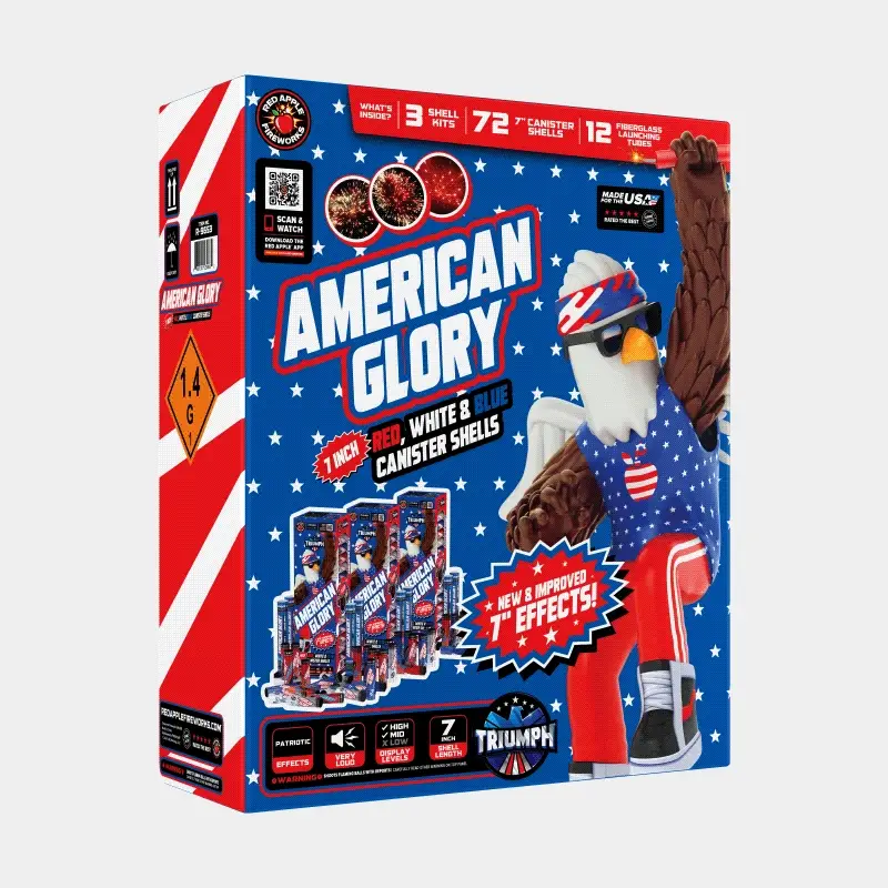American Glory® 7" 24 Shot Red, White & Blue Canister Shells - Image 3